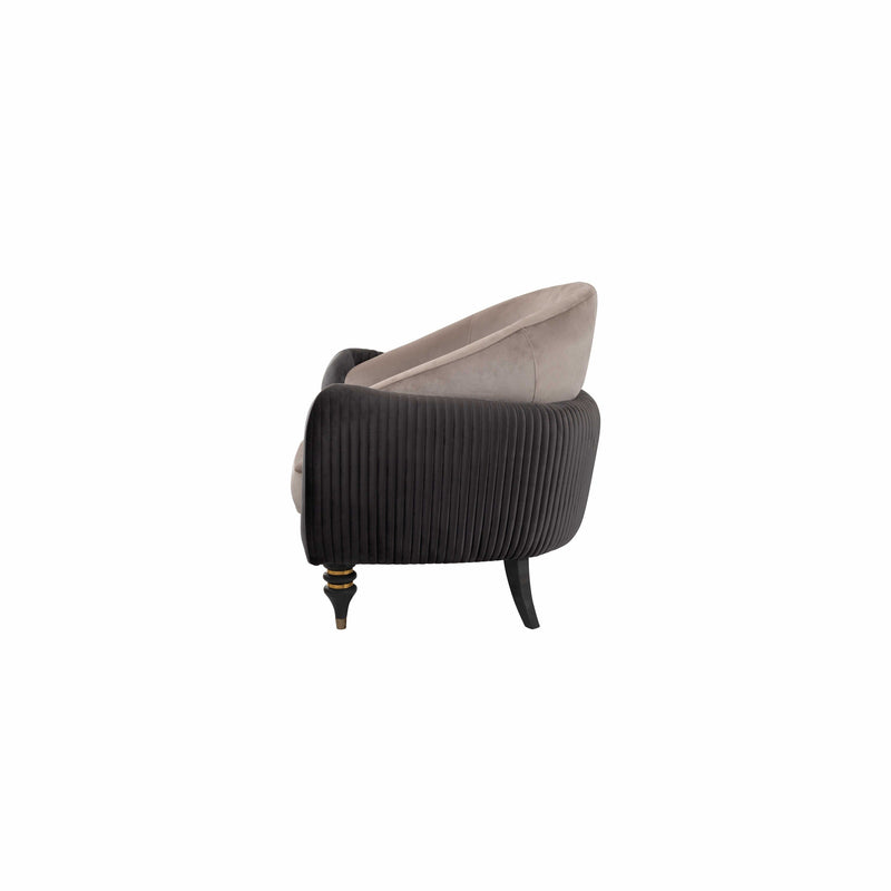 Capella Cocoa and Gray Velvet Chair - Ornate Home
