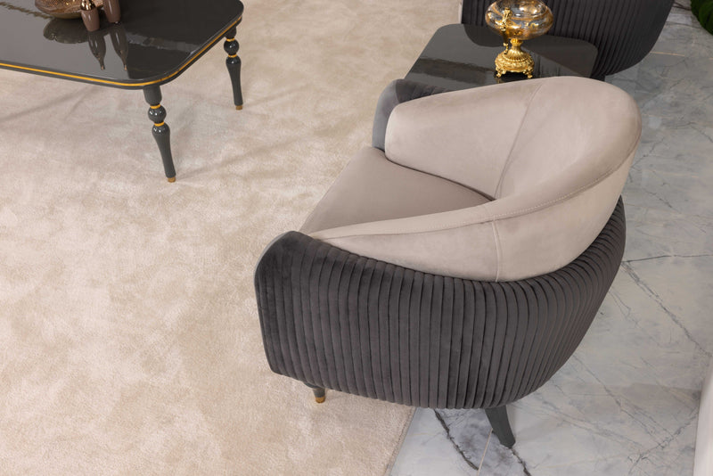 Capella Cocoa and Gray Velvet Chair - Ornate Home
