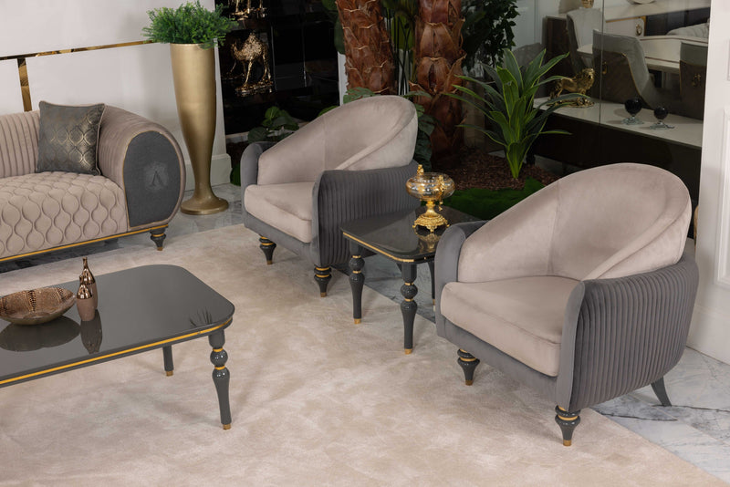 Capella Cocoa and Gray Velvet Chair - Ornate Home