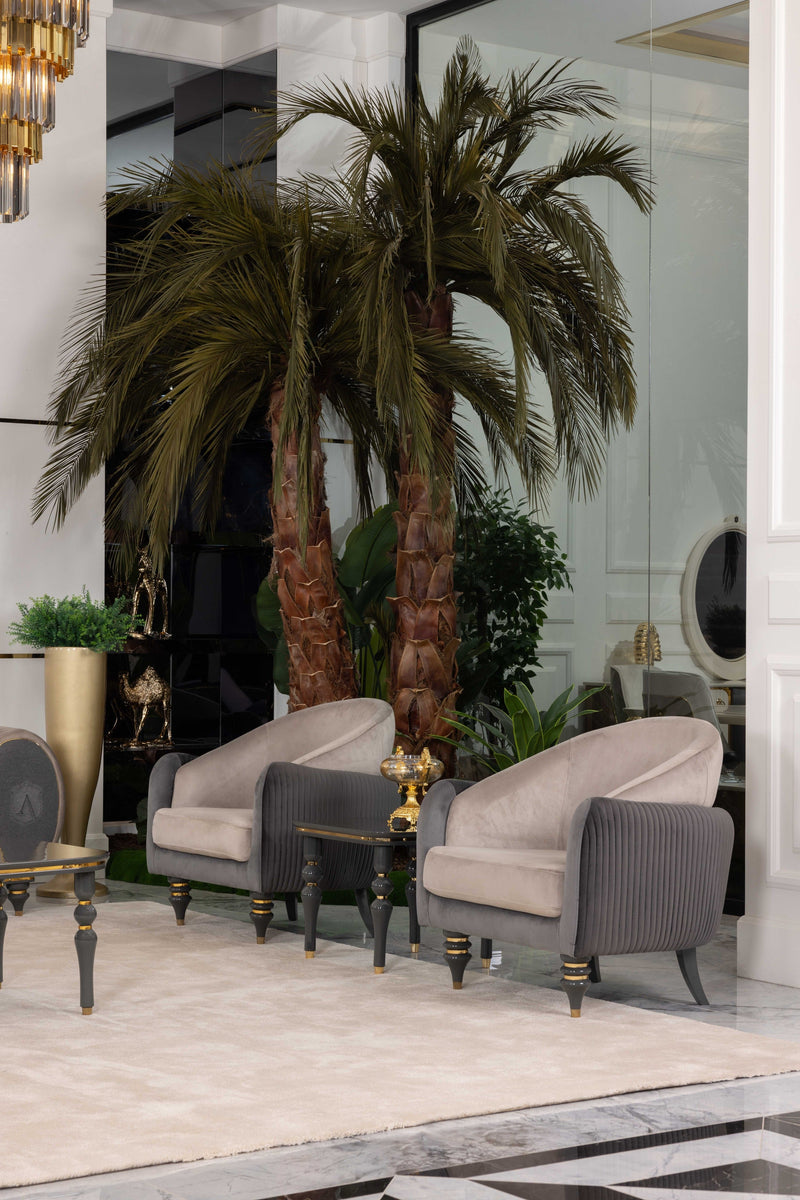 Capella Cocoa and Gray Velvet Chair - Ornate Home