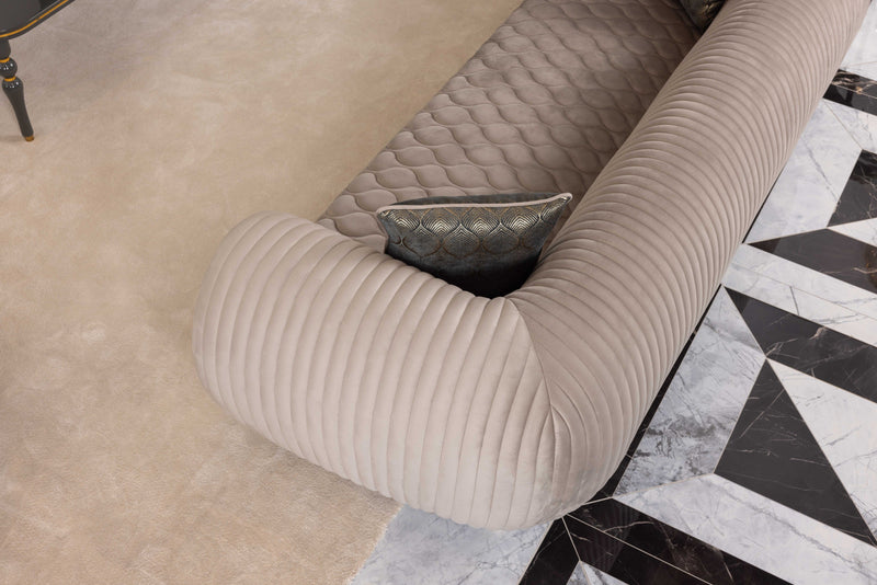 Capella Cocoa and Gray Velvet Sofa - Ornate Home