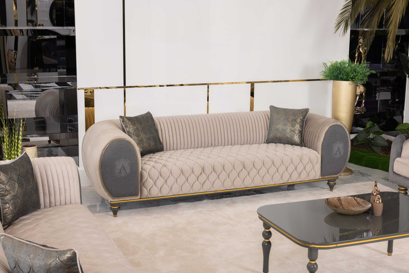 Capella Cocoa and Gray Velvet Sofa - Ornate Home