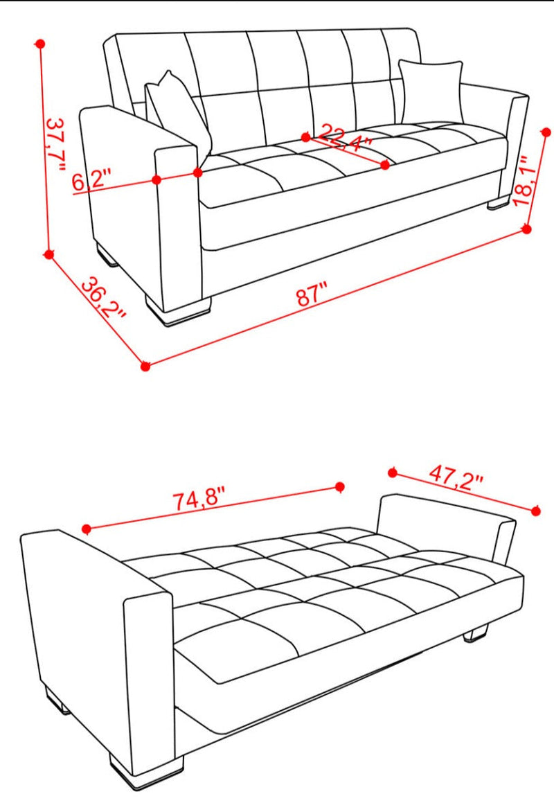 Capella Denim Dark Blue Sofa Bed - Ornate Home