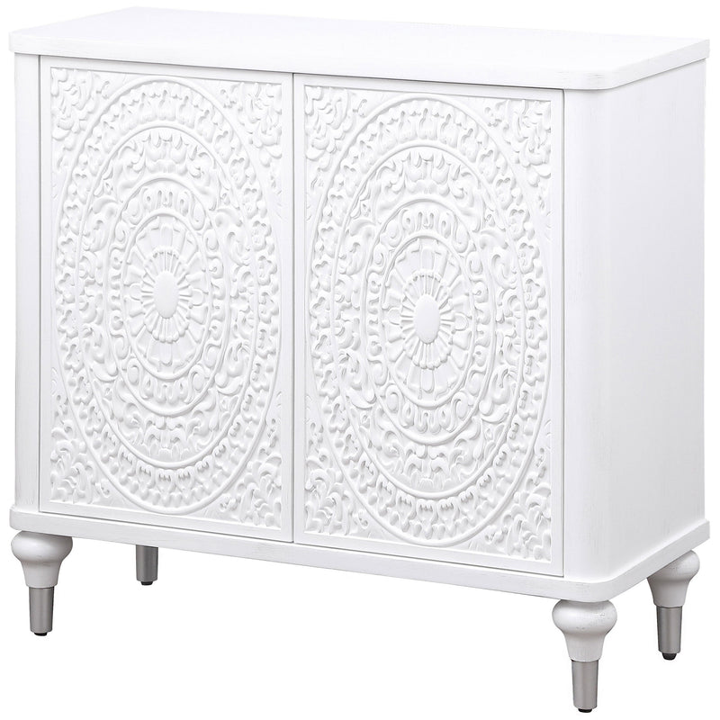 Cardella Distressed White Accent Cabinet - Ornate Home