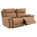 Chavis Brown Power Motion Loveseat w/USB & Power Headrest - Ornate Home