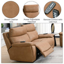 Chavis Brown Power Motion Loveseat w/USB & Power Headrest - Ornate Home