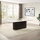 Clayten Engineering Natural Marble Top/Espresso Dining Table - Ornate Home