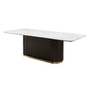 Clayten Engineering Natural Marble Top/Espresso Dining Table - Ornate Home