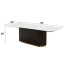 Clayten Engineering Natural Marble Top/Espresso Dining Table - Ornate Home
