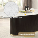 Clayten Engineering Natural Marble Top/Espresso Dining Table - Ornate Home