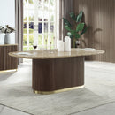 Clayten Natural/Brown Oak Dining Table w/Natural Marble Top - Ornate Home