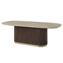 Clayten Natural/Brown Oak Dining Table w/Natural Marble Top - Ornate Home