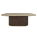 Clayten Natural/Brown Oak Dining Table w/Natural Marble Top - Ornate Home