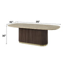 Clayten Natural/Brown Oak Dining Table w/Natural Marble Top - Ornate Home