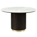 Clayten White/Espreeso Round Dining Table W/Marble - Ornate Home