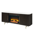 Clayten White/Espresso Server w/Marble Top & Fireplace - Ornate Home