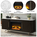 Clayten White/Espresso Server w/Marble Top & Fireplace - Ornate Home