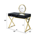 Coleen Black Vanity Desk w/Mirror & Jewelry Tray - Ornate Home