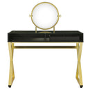 Coleen Black Vanity Desk w/Mirror & Jewelry Tray - Ornate Home