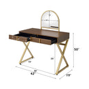 Coleen Walnut Vanity Desk w/Mirror & Jewelry Tray - Ornate Home