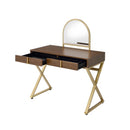 Coleen Walnut Vanity Desk w/Mirror & Jewelry Tray - Ornate Home