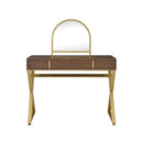 Coleen Walnut Vanity Desk w/Mirror & Jewelry Tray - Ornate Home