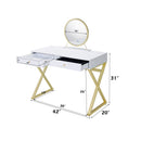 Coleen White Vanity Desk w/Mirror & Jewelry Tray - Ornate Home