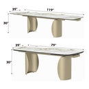 Cora Ceramic Top & Golden Champange Dining Table - Ornate Home