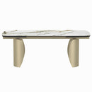Cora Ceramic Top & Golden Champange Dining Table - Ornate Home