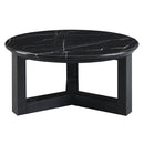 Dara Natural Marble Top/Black Coffee Table 23.6" W - Ornate Home