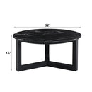 Dara Natural Marble Top/Black Coffee Table 32" W - Ornate Home