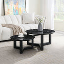 Dara Natural Marble Top/Black Coffee Table 32" W - Ornate Home