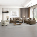 Darya Suede Brown Loveseat w/3 Pillows - Ornate Home