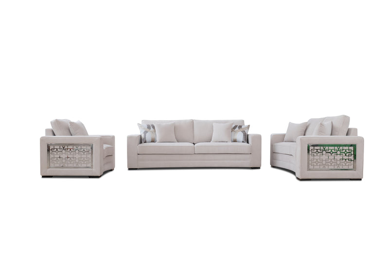 DelMar Beige Living Room Set / 3pc - Ornate Home