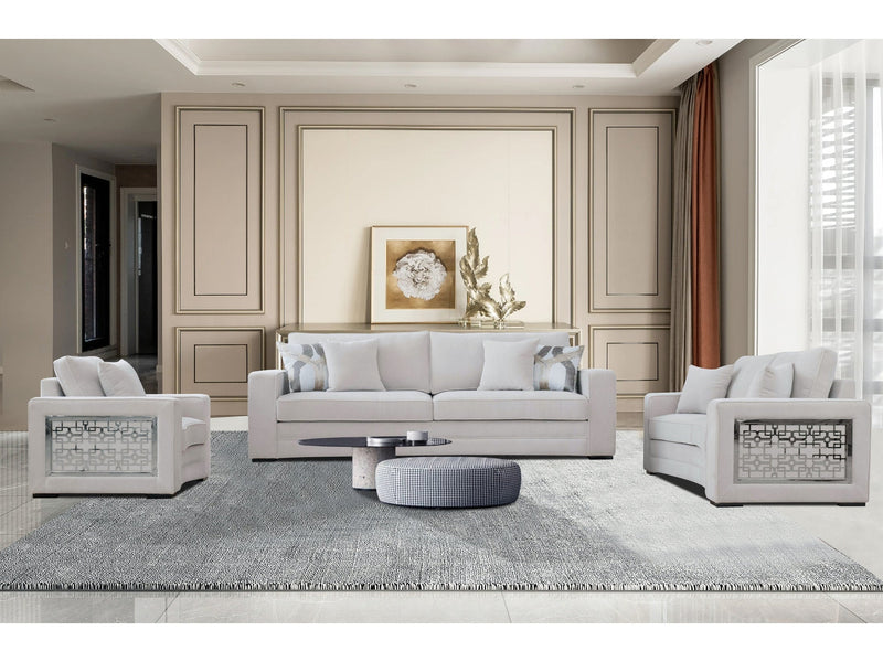 DelMar Beige Living Room Set / 3pc - Ornate Home