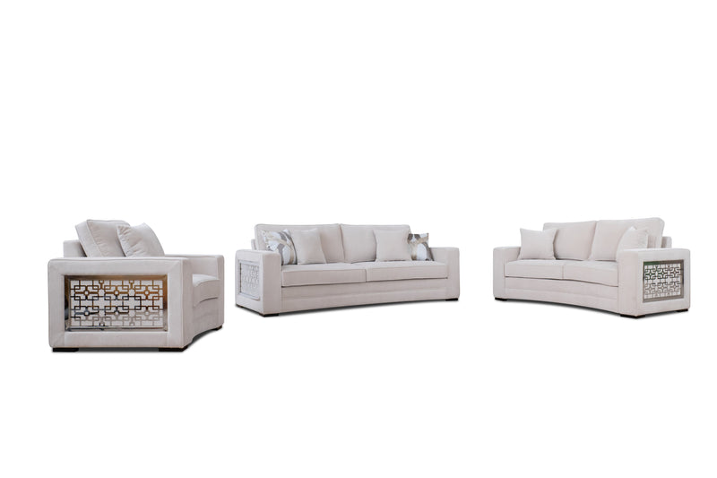 DelMar Beige Living Room Set / 3pc - Ornate Home