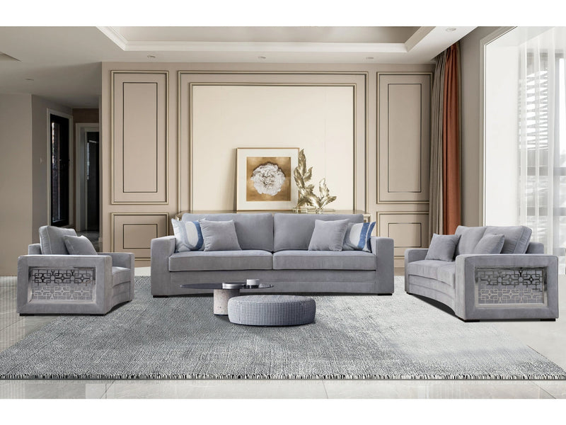 DelMar Gray Living Room Set / 3pc - Ornate Home