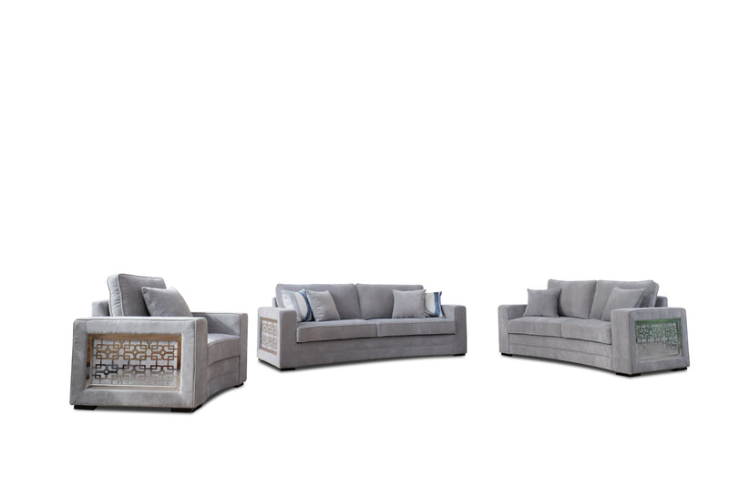 DelMar Gray Living Room Set / 3pc - Ornate Home
