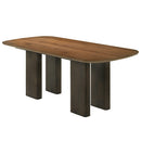 Delina Chenille/Walnut Dining Table - Ornate Home