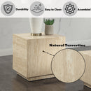 Deon Beige Travertine End Table - Ornate Home