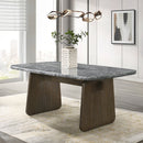 Dillon Natural Marble Top/Walnut Dining Table - Ornate Home