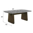 Dillon Natural Marble Top/Walnut Dining Table - Ornate Home