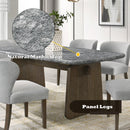 Dillon Natural Marble Top/Walnut Dining Table - Ornate Home