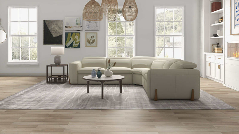 Divani Casa Conrad Modern Beige Fabric Sectional w/ 3 Power Recliners - Ornate Home