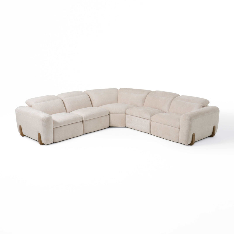 Divani Casa Conrad Modern Beige Fabric Sectional w/ 3 Power Recliners - Ornate Home