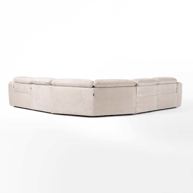 Divani Casa Conrad Modern Beige Fabric Sectional w/ 3 Power Recliners - Ornate Home