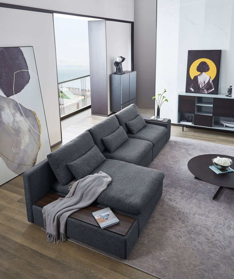 Divani Casa Paseo Charcoal Modular Sectional Sofa w/ Console  Create your own Style - Ornate Home