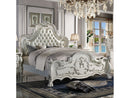Dresden White Button-Tufted Leather Headboard California King Bed - Ornate Home