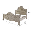 Dresden White Button-Tufted Leather Headboard Queen Bed - Ornate Home
