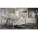 Dresden White Button-Tufted Leather Headboard Queen Bed - Ornate Home